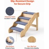 image:imageVEVOR Wood Pet Stairs 5Step Dog Stairs for Beds Sofa amp Cars 150lbs Load Capacity Floded Flat Design Stable amp Sturdy Cat amp Dog Step Ladder for Small Medium Large Older Pet Puppy EssentialsWood ColorBlue
