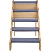 image:imageVEVOR Wood Pet Stairs 5Step Dog Stairs for Beds Sofa amp Cars 150lbs Load Capacity Floded Flat Design Stable amp Sturdy Cat amp Dog Step Ladder for Small Medium Large Older Pet Puppy EssentialsWood ColorBlue