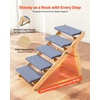 image:imageVEVOR Wood Pet Stairs 5Step Dog Stairs for Beds Sofa amp Cars 150lbs Load Capacity Floded Flat Design Stable amp Sturdy Cat amp Dog Step Ladder for Small Medium Large Older Pet Puppy EssentialsWood ColorBlue