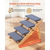 image:imageVEVOR Wood Pet Stairs 5Step Dog Stairs for Beds Sofa amp Cars 150lbs Load Capacity Floded Flat Design Stable amp Sturdy Cat amp Dog Step Ladder for Small Medium Large Older Pet Puppy EssentialsWood ColorBlue