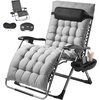 image:imageVEVOR Zero Gravity Chair 26 inch Zero Gravity Recliner Lounge Chair for Indoor and Outdoor Adjustable Anti Gravity Chair with Cushion Headrest Footrest and Cupholder 500 lbs BlackGrey