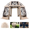 image:imageVEVOR 12  12ft 6 Sided Popup Canopy Shelter Tent with Mesh Windows Portable Carry Bag Stakes Large Shade Tents for Outdoor Camping Lawn and Backyard BrownBeigeBeige