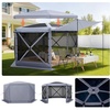 image:imageVEVOR 12  12ft 6 Sided Popup Canopy Shelter Tent with Mesh Windows Portable Carry Bag Stakes Large Shade Tents for Outdoor Camping Lawn and Backyard BrownBeigeGray