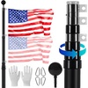 image:imageVEVOR 20FT Telescoping Flag Pole Kit Heavy Duty Aluminum Alloy in Ground Flag Poles for Outside 3 Display Modes Flagpole with 3x5 American Flag Professional Accessories SilverBlack