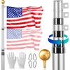 image:imageVEVOR 20FT Telescoping Flag Pole Kit Heavy Duty Aluminum Alloy in Ground Flag Poles for Outside 3 Display Modes Flagpole with 3x5 American Flag Professional Accessories SilverSilver
