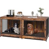 image:imageVEVOR 72Dog Crate Furniture for 2 DogsDouble Dog Crate Furniture with Double Sliding DoorsLarge Dog Crate TV Stand with Removable TraySteel Frame Double Dog Crate for SmallMediumLarge Dogs White748L x 264W x 324H