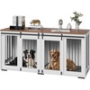 image:imageVEVOR 72Dog Crate Furniture for 2 DogsDouble Dog Crate Furniture with Double Sliding DoorsLarge Dog Crate TV Stand with Removable TraySteel Frame Double Dog Crate for SmallMediumLarge Dogs White709L x 236W x 339H