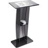 image:imageVEVOR Acrylic Podium 47 Clear Acrylic Podium Stand with Wide Reading Surface amp Storage Shelf FloorStanding Clear Pulpits Acrylic for Church Office School47 Black