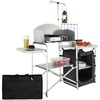 image:imageVEVOR Camping Kitchen Table Outdoor Camp Cooking Table Aluminum Portable Cook Station with Storage Cupboard Carrying Bag Detachable Windscreen Quick Setup for BBQ Party Picnic RV Travel BlackBlack
