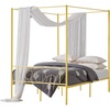 image:imageVEVOR Canopy Bed Frame Twin Size Metal Canopy Bed with Minimalist Headboard amp Four Posters Design Heavy Duty Steel Slats Support Underbed Storage Space No Box Spring Needed Easy Assembly PinkFull