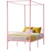 image:imageVEVOR Canopy Bed Frame Twin Size Metal Canopy Bed with Minimalist Headboard amp Four Posters Design Heavy Duty Steel Slats Support Underbed Storage Space No Box Spring Needed Easy Assembly PinkTwin