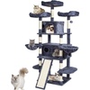 image:imageVEVOR Cat Tree for Indoor Cats 685 Cat Tower with 2 Cat Condos Sisal Scratching Post Hammocks Top Perches Jumping Platforms and Ramp Cat Furniture Activity Center with Hang Balls Light GreyDark Grey