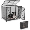 image:imageVEVOR Dog Crate Furniture 42 Inch Heavy Duty Dog Kennel Furniture Indoor for Small amp Medium Dogs Steel Decorative Pet Cage House End Table with 3 Doors Detachable Tray amp EscapeProof Locks Black376L x 234W x 291H