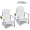 image:imageVEVOR Folding Adirondack Chairs Set of 2 with Cup Holder AllWeather Portable Plastic Fire Pit Chair Outdoor Adirondack Patio Chair with Relaxing Arm Rest Ergonomic for Garden Backyard WhiteWhite Plastic Adirondack Chairs Set of 2 With Cup Holder