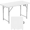 image:imageVEVOR Folding Table Heavy Duty Portable FoldinHalf Utility Table Indoor Outdoor Plastic Rectangle Table with Built in Handle for Party Dining Wedding Events Picnic Camping 8 ft White4 ft
