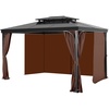 image:imageVEVOR Gazebo Curtains Outdoor Fit 12 x 10 x 67 Gazebos 4Panel Sidewall Gazebo Privacy Curtains with Zippers Outdoor Curtain Replacement for Patio Canopy Only Curtain GrayCoffee