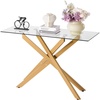 image:imageVEVOR Glass Console Table 394 Inch Entryway Table Modern Rectangle Sofa Table with Tempered Glass Top and Iron Legs Golden Consloe Desk for Living Room Hallway EntrywayGold