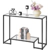 image:imageVEVOR Glass Console Table 394 Inch Entryway Table Modern Rectangle Sofa Table with Tempered Glass Top and Iron Legs Golden Consloe Desk for Living Room Hallway EntrywayBlack