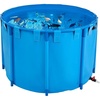 image:imageVEVOR KOI Aquarium Tank Above Ground Fish Pond 127 Gallon Foldable Canvas Fish Pool Pond with Clear Viewing Panel OutdoorIndoor No Dig Turtle Goldfish Pond with 304SS Frame and Drain ValveRoundBlue