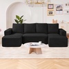 image:imageVEVOR Modular Sectional Sofa U Shaped Couch Sectional Sofa for Living Room Cloud Couch with High Rebound Sponge with Cushion for Living Room Apartment BlackBlack