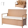 image:imageVEVOR Outdoor Storage Bench 2Person PE Rattan Storage Bench 40 Gal Deck Box with Cushion amp Side Handle Supports up to 400 lbs Outdoor Seating amp Porch Decor for Patio Garden Balcony70 GalRattan