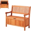 image:imageVEVOR Outdoor Storage Bench 2Person PE Rattan Storage Bench 40 Gal Deck Box with Cushion amp Side Handle Supports up to 400 lbs Outdoor Seating amp Porch Decor for Patio Garden Balcony33 GalWooden