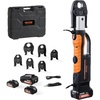 image:imageVEVOR Press Tool 18V Electric Pipe Crimping Tool for 12 to 2 Copper Pipes Press Kit with 6 VUS Jaws 2pcs 4AH Battery Fast Charger amp Carrying Case