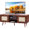 image:imageVEVOR Rattan Mid Century Modern TV Stand Boho TV Console for 55 inch TV WhiteWalnut