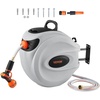 image:imageVEVOR Retractable Hose Reel 100 ft x 12 inch Garden Water Hose Reel with 9Pattern Nozzle 180 Swivel Bracket WallMounted Automatic Rewind Lock at Any Length with Slow Return System100 ft