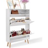 image:imageVEVOR Shoe Cabinet with 2 Flip Drawers Shoe Storage Cabinet for Entryway Free Standing Shoe Storage Organizer with Rattan Doors for Heels Boots Slippers in Hallway Living Room315D x 94W x 473H