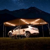 image:imageVEVOR Vehicle Awning 66x82 Roof Rack PullOut Sun Shade UV50 PU3000mm Retractable Weatherproof 4x4 Side Awning for SUV Outdoor Camping amp Overland Hardware Included wWaterproof Storage BagKhaki 270 18764ft Car Awning with LED