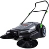 image:imageVEVOR WalkBehind Hand Push Floor Sweeper 256 Sweeping Width Floor Sweeper Manual NonElectric 5Gallon Waste Container Angle amp Height Adjustable Folding Handle for Walkway Yard Garage PatioGray  Black