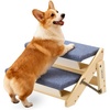 image:imageVEVOR Wood Pet Stairs 5Step Dog Stairs for Beds Sofa amp Cars 150lbs Load Capacity Floded Flat Design Stable amp Sturdy Cat amp Dog Step Ladder for Small Medium Large Older Pet Puppy EssentialsWood ColorBlue