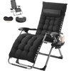 image:imageVEVOR Zero Gravity Chair 26 inch Zero Gravity Recliner Lounge Chair for Indoor and Outdoor Adjustable Anti Gravity Chair with Cushion Headrest Footrest and Cupholder 500 lbs BlackBlack