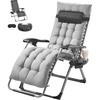 image:imageVEVOR Zero Gravity Chair 26 inch Zero Gravity Recliner Lounge Chair for Indoor and Outdoor Adjustable Anti Gravity Chair with Cushion Headrest Footrest and Cupholder 500 lbs BlackGrey
