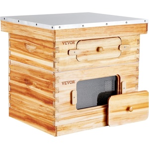 image:imageVEVOR 10 Frame Bee Hive Beeswax Coated Fir Wood Bee Hives Starter Kit Bee Boxes Langstroth Beehive Kit Transparent Acrylic Windows with Foundations for Beginners Pro BeekeepersDeep Box x 1 Medium Box x 1