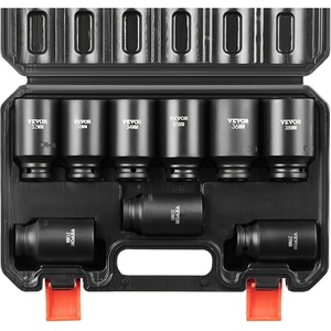 image:imageVEVOR 12 Drive Impact Socket Set 65 Piece SAE 38 to 114 and Metric 1024mm 6 Point CrV Alloy Steel for Auto Repair EasytoRead Size Markings Rugged Construction Storage Case12 9PCS CRMO