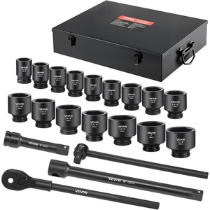 image:imageVEVOR 12 Drive Impact Socket Set 65 Piece SAE 38 to 114 and Metric 1024mm 6 Point CrV Alloy Steel for Auto Repair EasytoRead Size Markings Rugged Construction Storage Case1 21 PCS