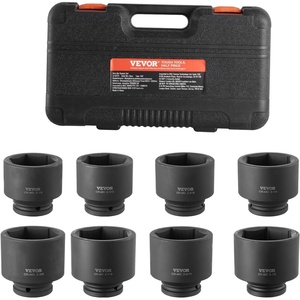 image:imageVEVOR 12 Drive Impact Socket Set 65 Piece SAE 38 to 114 and Metric 1024mm 6 Point CrV Alloy Steel for Auto Repair EasytoRead Size Markings Rugged Construction Storage Case34 8PCS CRMO