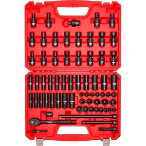 image:imageVEVOR 12 Drive Impact Socket Set 65 Piece SAE 38 to 114 and Metric 1024mm 6 Point CrV Alloy Steel for Auto Repair EasytoRead Size Markings Rugged Construction Storage Case38 67 PCS Swivel CRMO