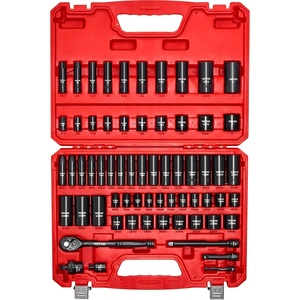 image:imageVEVOR 12 Drive Impact Socket Set 65 Piece SAE 38 to 114 and Metric 1024mm 6 Point CrV Alloy Steel for Auto Repair EasytoRead Size Markings Rugged Construction Storage Case38 64 PCS