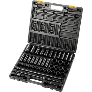 image:imageVEVOR 12 Drive Impact Socket Set 65 Piece SAE 38 to 114 and Metric 1024mm 6 Point CrV Alloy Steel for Auto Repair EasytoRead Size Markings Rugged Construction Storage Case12 43PCS