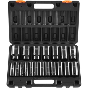image:imageVEVOR 12 Drive Impact Socket Set 65 Piece SAE 38 to 114 and Metric 1024mm 6 Point CrV Alloy Steel for Auto Repair EasytoRead Size Markings Rugged Construction Storage Case12 19PCS