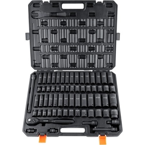 image:imageVEVOR 12 Drive Impact Socket Set 65 Piece SAE 38 to 114 and Metric 1024mm 6 Point CrV Alloy Steel for Auto Repair EasytoRead Size Markings Rugged Construction Storage Case12 65PCS