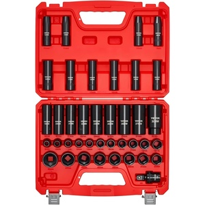 image:imageVEVOR 12 Drive Impact Socket Set 65 Piece SAE 38 to 114 and Metric 1024mm 6 Point CrV Alloy Steel for Auto Repair EasytoRead Size Markings Rugged Construction Storage Case12 39 PCS