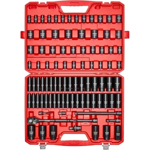 image:imageVEVOR 12 Drive Impact Socket Set 65 Piece SAE 38 to 114 and Metric 1024mm 6 Point CrV Alloy Steel for Auto Repair EasytoRead Size Markings Rugged Construction Storage Case12 91 PCS