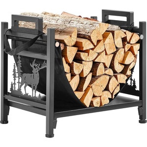 image:imageVEVOR 127FT Outdoor Firewood Rack with Cover 152x142x461in Heavy Duty Firewood Holder amp 600D Oxford Waterproof Cover for Fireplace Patio IndoorOutdoor Log Storage Rack for 34 Cord of Firewood15 FT