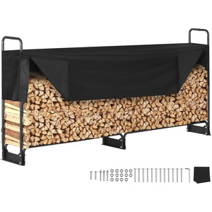 image:imageVEVOR 127FT Outdoor Firewood Rack with Cover 152x142x461in Heavy Duty Firewood Holder amp 600D Oxford Waterproof Cover for Fireplace Patio IndoorOutdoor Log Storage Rack for 34 Cord of Firewood85 FT