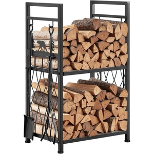 image:imageVEVOR 127FT Outdoor Firewood Rack with Cover 152x142x461in Heavy Duty Firewood Holder amp 600D Oxford Waterproof Cover for Fireplace Patio IndoorOutdoor Log Storage Rack for 34 Cord of Firewood13 FT