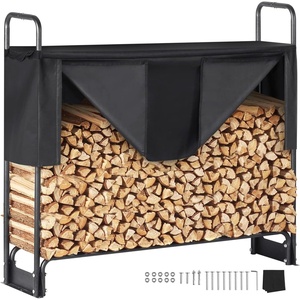 image:imageVEVOR 127FT Outdoor Firewood Rack with Cover 152x142x461in Heavy Duty Firewood Holder amp 600D Oxford Waterproof Cover for Fireplace Patio IndoorOutdoor Log Storage Rack for 34 Cord of Firewood43 FT